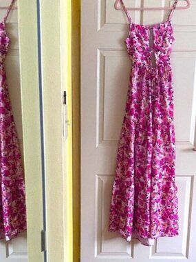 NWOT Floral Pink Maxi Dress, Size M